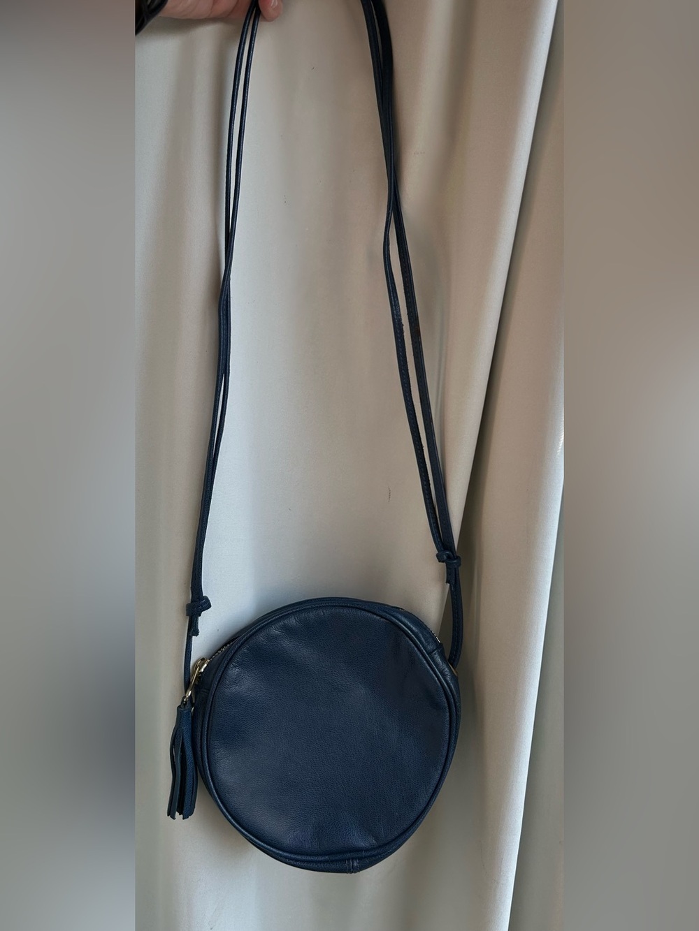 Vintage American Apparel Classic Round Crossbody Bag in Blue - Genuine Leather
